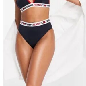 Tommy Hilfiger Jeans high waist cheeky bikini bottom in navy blue